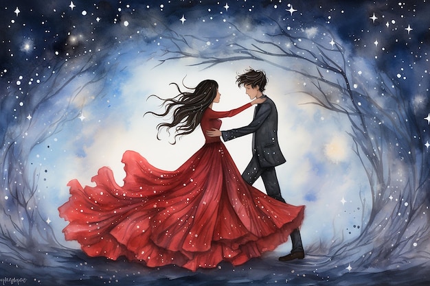 couple romantique avec illustration d'amour générée par Ai