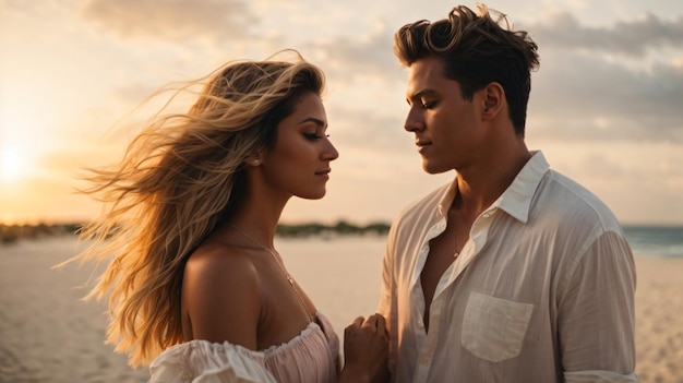 couple romantique passé du temps sur la plage