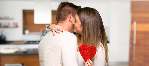 Couple, saint valentin, étreindre, rose, maison