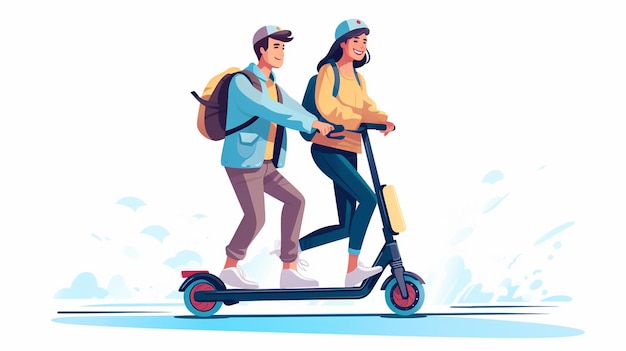 Photo un couple sur un scooter électrique
