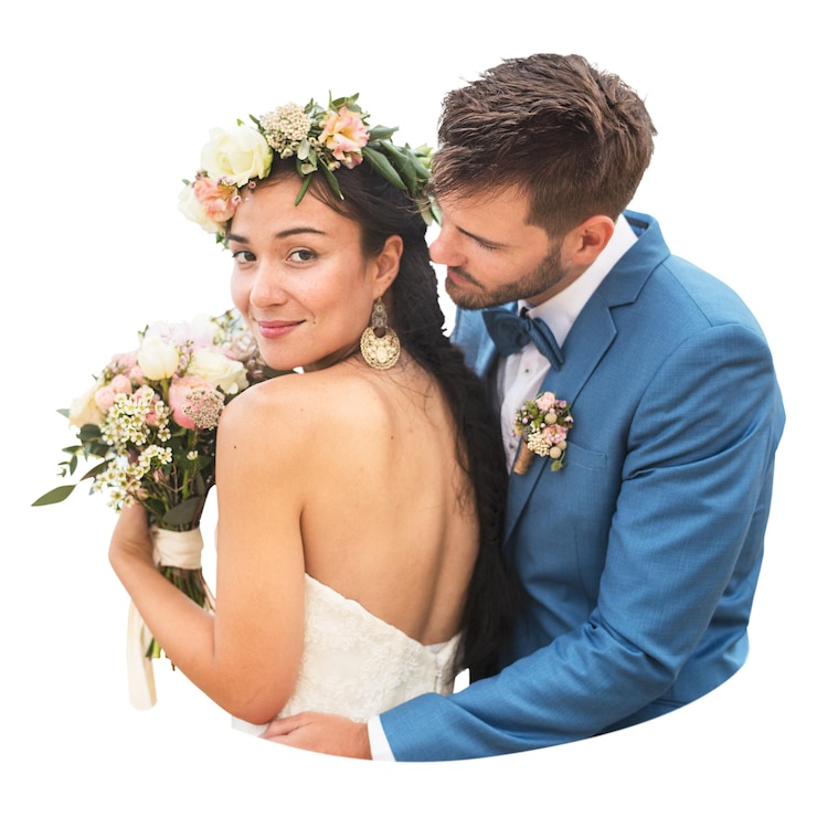 Photo un couple se marie célébrant l'amour sur un fond transparent