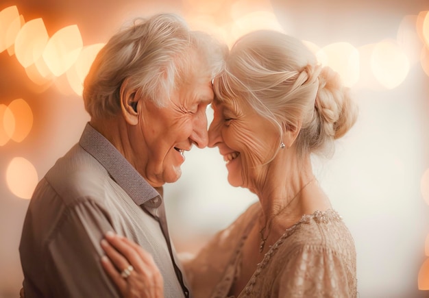 Un couple de seniors romantique souriant et heureux
