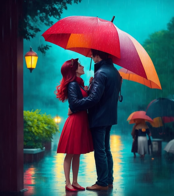 un couple sous un parapluie