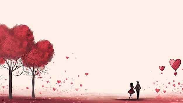 Photo couple de valentins avec style d'art à l'aquarelle