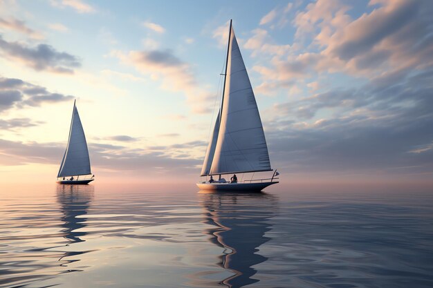 un couple de voiliers sur l'eau