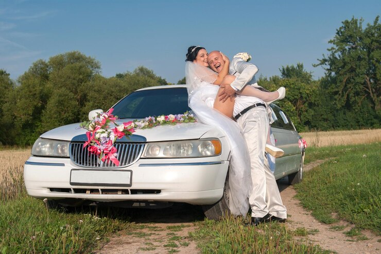 Photo un couple en voiture sur le champ contre le ciel