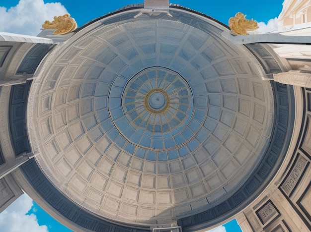 La coupole blanche du Panthéon national à Lisbonne avec un ciel bleu et quelques nuages en arrière-plan
