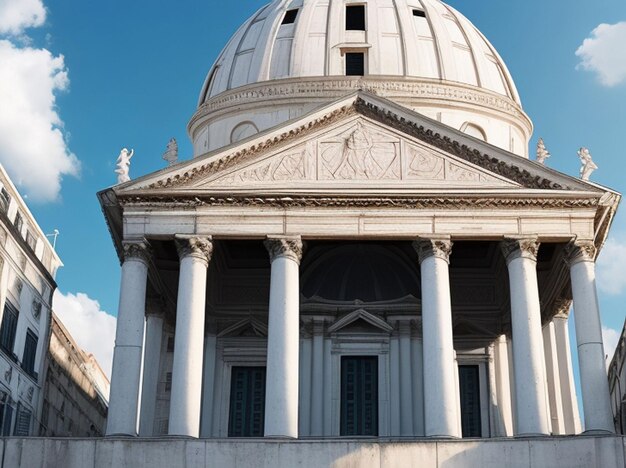 La coupole blanche du Panthéon national à Lisbonne avec un ciel bleu et quelques nuages en arrière-plan