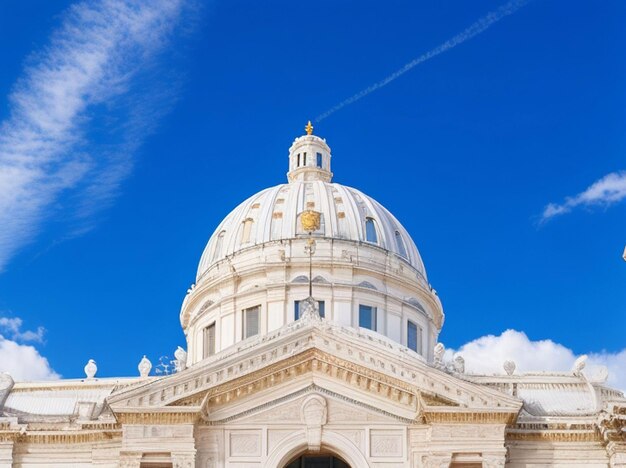 La coupole blanche du Panthéon national à Lisbonne avec un ciel bleu et quelques nuages en arrière-plan