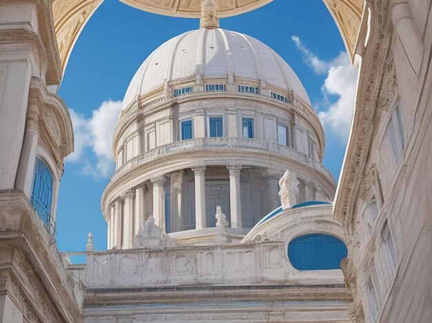 La coupole blanche du Panthéon national à Lisbonne avec un ciel bleu et quelques nuages en arrière-plan