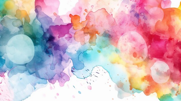 Coups de pinceau aquarelle colorés abstraits sur fond de toile générés par l'IA