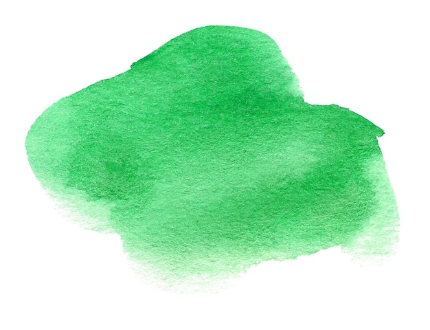 Coups de pinceau aquarelle vert isolés sur fond blanc