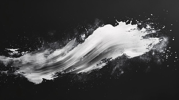 Photo des coups de pinceau blancs sur fond noir fond créatif abstrait