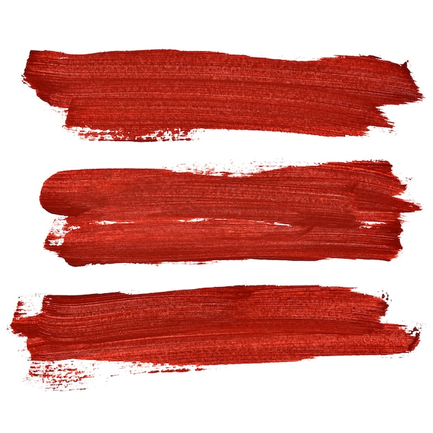 Coups de pinceau rouge isolés sur fond blanc. Illustration raster