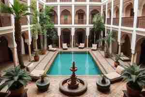 Photo cour du riad marocain