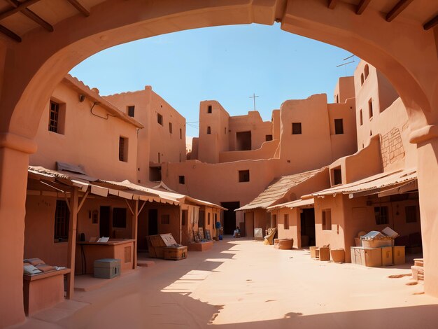 la cour de la maison en adobe