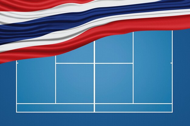 Cour de tennis à drapeau ondulé de Thaïlande Cour dure