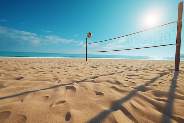 Cour de volleyball de plage vide dans un stade