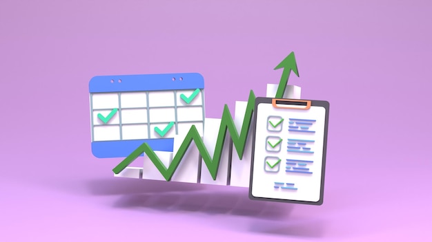 Courbe de croissance et rendu 3d du calendrier