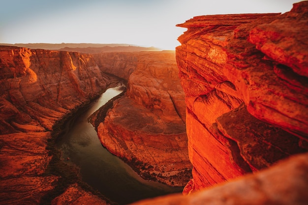 Courbe en fer à cheval de l'Arizona du fleuve colorado dans le grand canyon