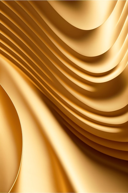 Courbe ondulée dorée abstraite moderne sur un matériau de texture de luxe fond doré généré par Ai