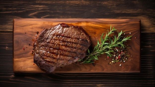 Des courbes gracieuses, un steak exotique sur une table en bois.