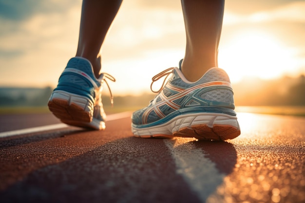 Photo coureur athlète courant sur la route femme fitness jogging entraînement concept de bien-être