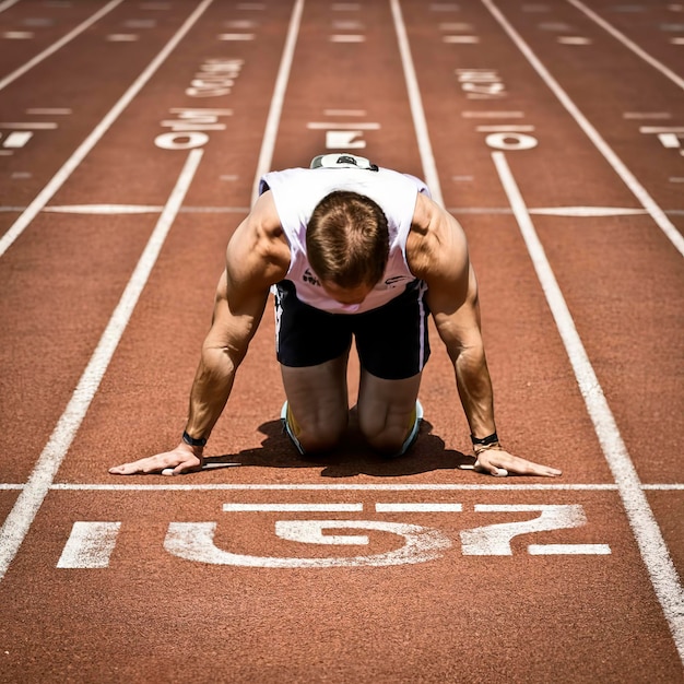 Le coureur au début de la piste