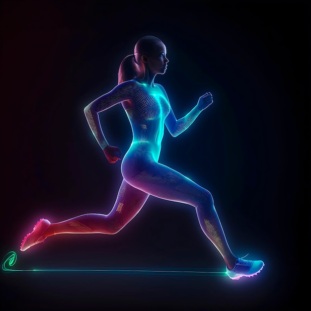 Coureur dynamique sprintant dans la nuit