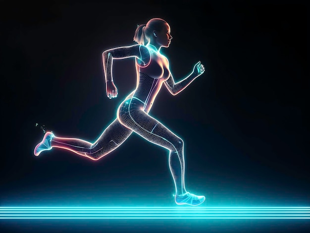 Coureur élégant en survêtement fluo Generative AI