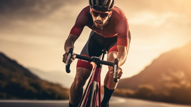 Un coureur de vélo de route professionnel en action