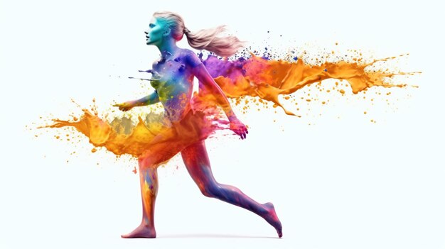 Photo coureuse fitness coureuse athlète coureuse sport coloré aquarelle sport coureur sport