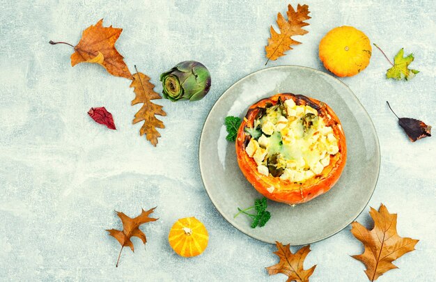 Photo courge au four avec des légumes