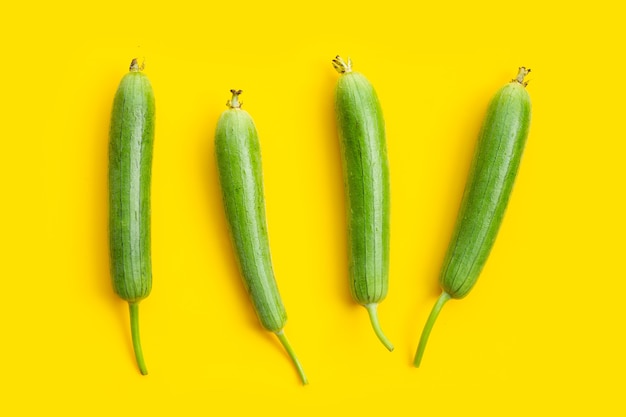 Courge coudée fraîche sur fond jaune