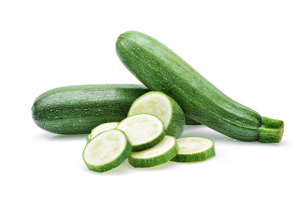 Courgettes isolé sur fond blanc