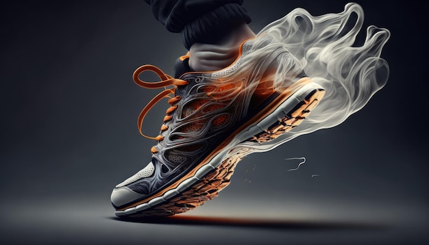 Courir les pieds dans des baskets cool Generative AI