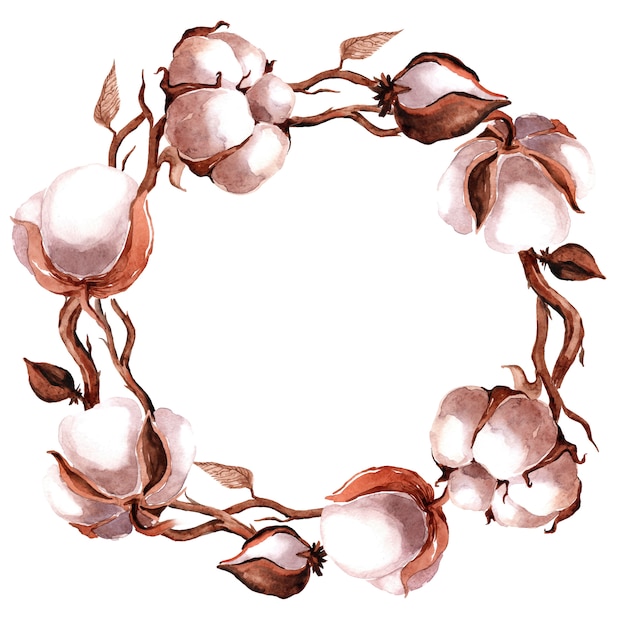 Couronne aquarelle avec fleurs en coton