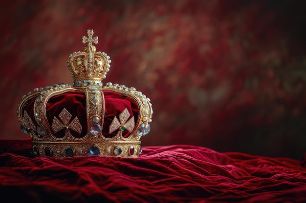 La couronne britannique complexe sur une large toile vide au fond royal