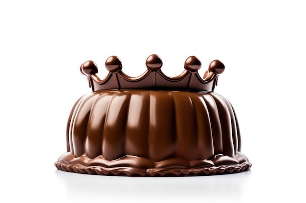 Une couronne de chocolat sur fond blanc