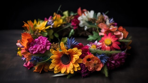 Couronne couronne de fleurs fleurs nature fleurs jardins génératif Ai