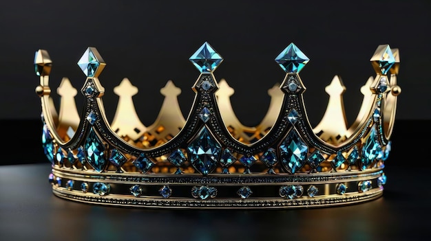 Une couronne dorée et bleue sur la table