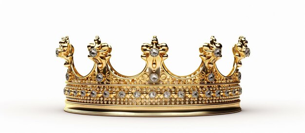 Photo couronne dorée de luxe avec fond blanc image générée par l'ia