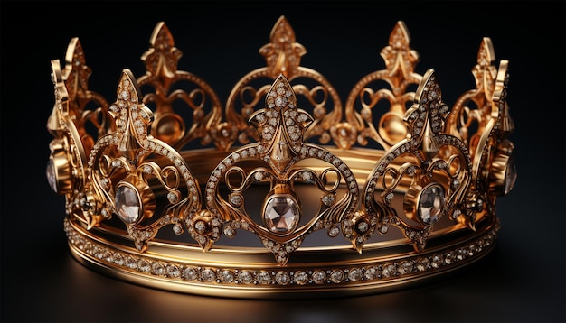 Une couronne dorée réaliste avec des diamants pour le roi et la reine.