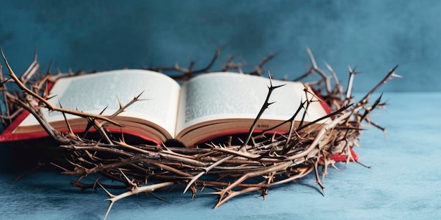 Une couronne d'épines sur une bible