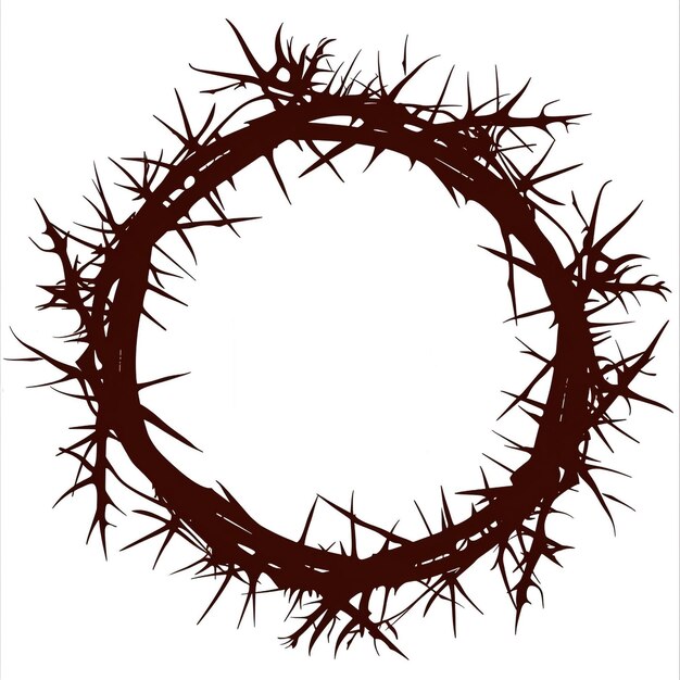 Photo couronne d'épines signe graphique cadre circulaire à partir de branches de plantes avec des épines illustration vectorielle