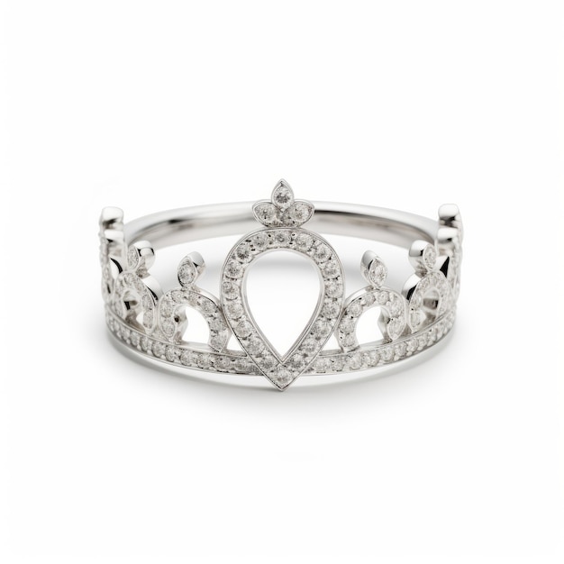 Une couronne exquise avec un halo creux et des diamants en forme de goutte.