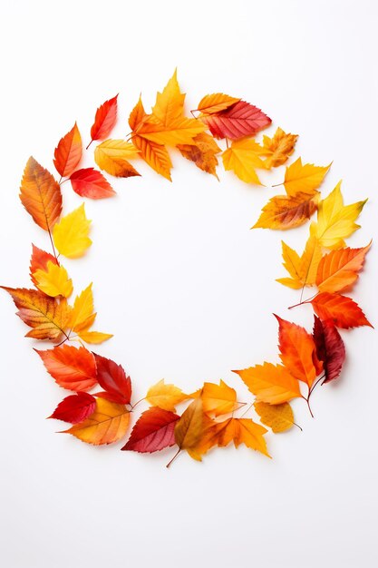 une couronne de feuilles d'automne avec un fond blanc