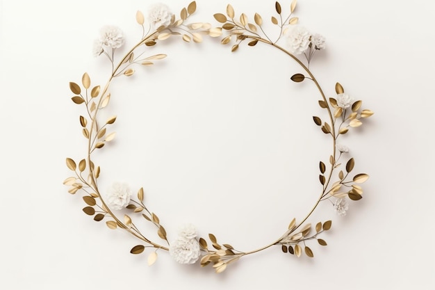 couronne de fleurs sur blanc