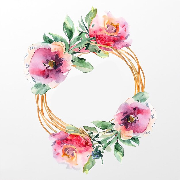 Une couronne de fleurs dans un style d'aquarelle générée par l'IA