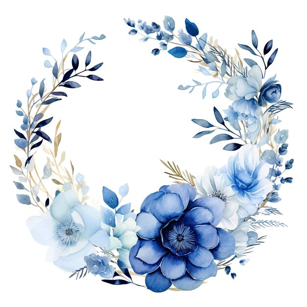 Photo une couronne de fleurs est peinte en bleu et blanc